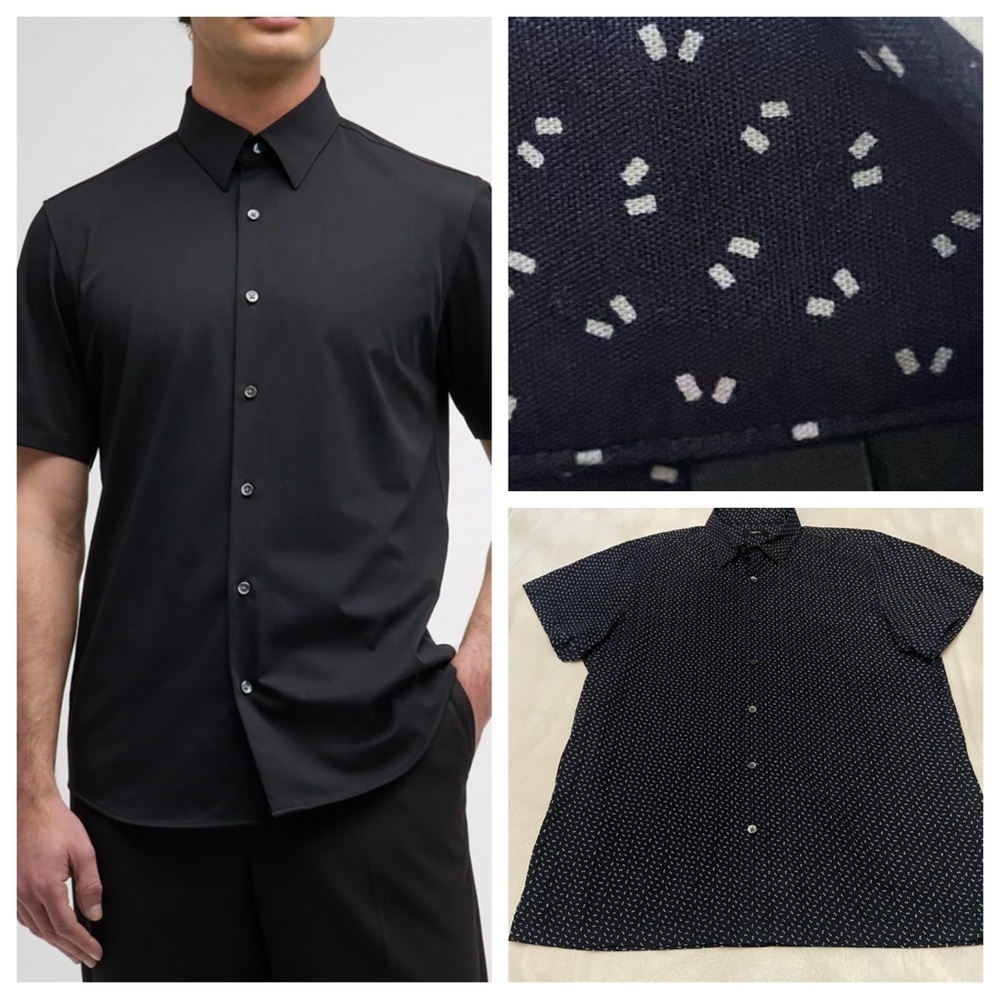 Theory Men's Irving alder print short sleeve button down Shirt 2260